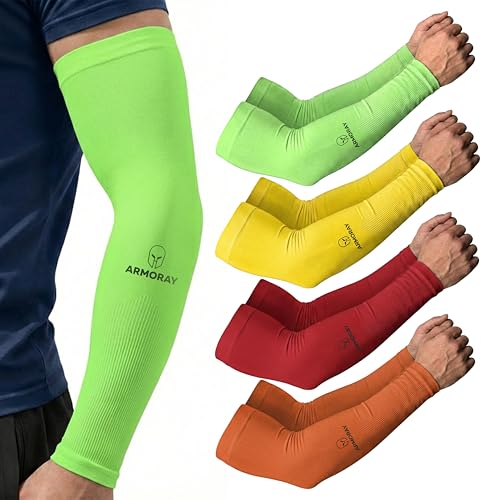 Image of ARMORAY Arm Sleeves for Men and Women - UV Sun Protection Cooling Compression - Tattoo Cover Up Sleeve for Daily Wear & Work