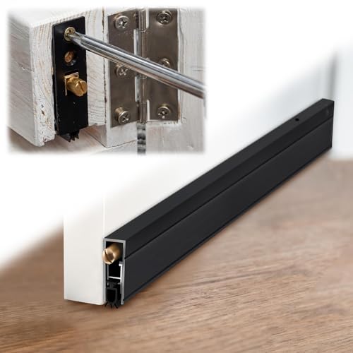Yaocom 1 Pack 36 Automatic Door Sweep Mechanical Aluminum Drop Down Auto Exterior Door Bottom Seal Surface Mounted 11/20 W x 36 L x 1-3/8 H with Neoprene Insert Black