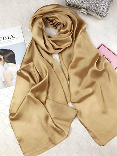 Echarpe Femme,Mode Automne Moelleux Foulard en Soie Dorée Écharpes pour Dames Femmes Cadeaux De Mariage Fête De Bal Toutes Saisons Châle, 180 * 90 Cm