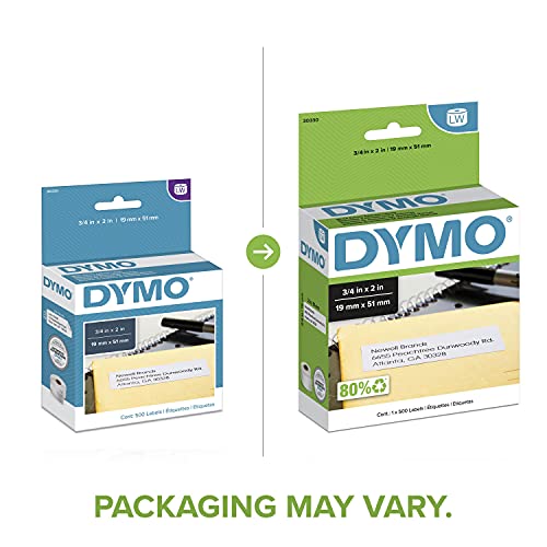 Image of DYMO Authentic LW Return Address Labels DYMO Labels for LabelWriter Label Printers White 3 /4 inch x 2 inch 1 Roll of 500