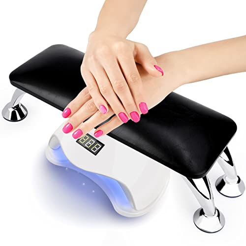 Nail Arm Rest For Acrylic Nails, Microfiber Leather Nail Hand Rest Cushion For Nails, Soft Hand Pillow Footstool With 4 Stainless Steel Stands Thick Sponge Nail Pillow For Nail Tech Use (Black) #TOP12