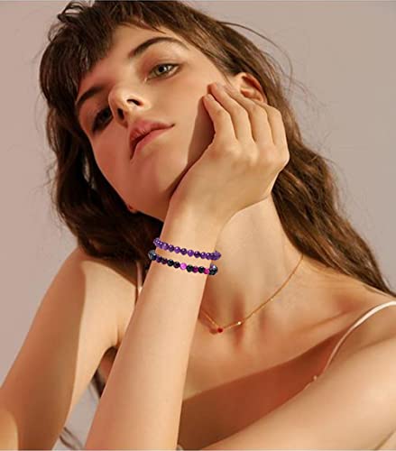 Casdan 12Pcs 6Mm Gemstone Beaded Bracelets For Women Tiny Crushed Stone Crystal Bracelet Beaded Couples Stretch Unisex Stretch Bracelets Jewelry #TOP1