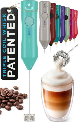 Image of Zulay Kitchen Rechargeable Milk Frother Handheld - Frother Wand, Drink Mixer, Electric Whisk Frother, for Cappuccinos, Matcha & Protein Powder - Dynamic Triple Whisk, 3 Speed 500mAh Mint