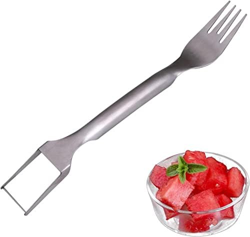 2-in-1 Watermelon Fork Slicer,Summer Watermelon Fruit Cutting Fork, Stainless Steel Fruit Forks Slicer Knife for Family Parties Camping (1pcs)