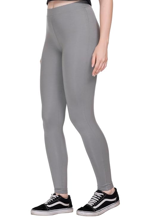 Image of ZAYANQA Combo of 2 Slim Fit Women /Girls Solid Stretchable Cotton Ankle Length Leggings with Ultrasoft Wide Elastic Waistband |Comfortable |Fashionwear|