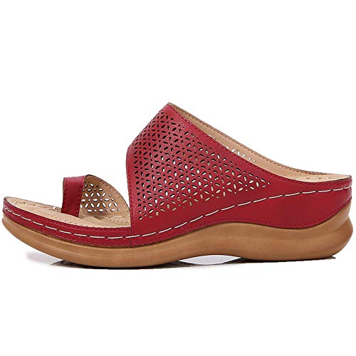 Women's Hollow ls Wedge Heels Clip Toe Bunion Corrector Flip Flops Summer Slippers3