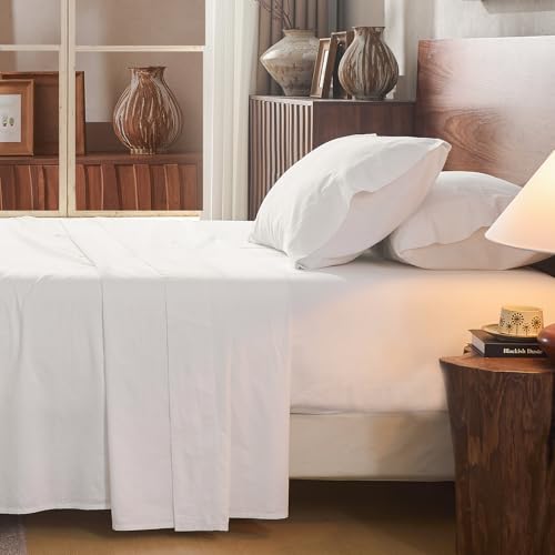 Overket 100% Linen Sheet Set Queen Size Extra Deep Pocket