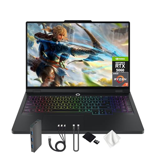 Image of Lenovo Legion Pro 5 16 inch WQXGA 165Hz Gaming Laptop, AMD Ryzen 7 8745HX, GeForce RTX 5060 8GB GDDR7, 32GB DDR5, 2TB Storage (1TB SSD&1TB Docking Station), 24-Zone RGB Backlit Keyboard, Win 11, Black