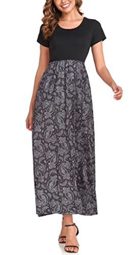 Image of Mommy Jennie Women's Maxi Dresses Short Sleeve Long Casual Summer Sundresses