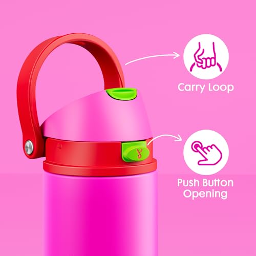 Image of Meoky 2 Pack 18 oz Kids Insulated Water Bottle for Girls Travel | 2-in-1 Straw and Spout Lid, Leak Proof, Stainless Steel, Cold for 24 Hours, Fits in Car Cup Holder, BPA-Free, All the Berries