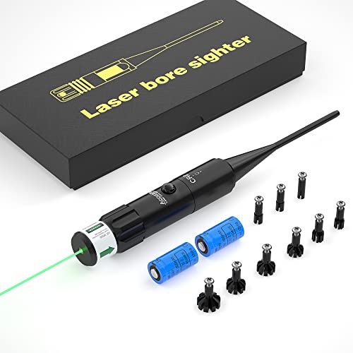 Tyseam Boresighter Bore Sight Kit Multiple Caliber, Laser Sight With Button Switch For .177 To .54 Caliber Rifles Handgun Hunting Scopes With 2 Sets Of Batteries (Green Laser) #TOP2