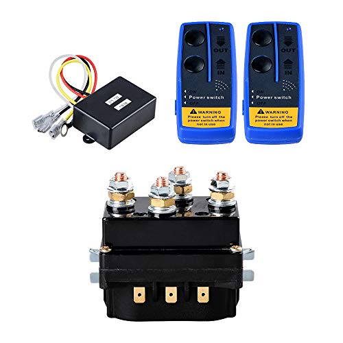 AMOPA Combo Relé Solenoide para Winch 12V Negro con Receptor y Control Remoto