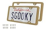 Sgooky 2Pcs Stainless Steel License Plate Frames, Dull Gold License Plate Cover Tag Holder with Corrosion Resistant Security,4 Hole with Screws.