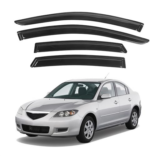 Image of IG Window Visors Fit for 2004-2009 Mazda 3 Sedan, Out-Channel Rain Guards Vent Wind Deflectors 4PC, Car Accessories for 04-09 Mazda 3 Sedan (Excludes Hatchback)