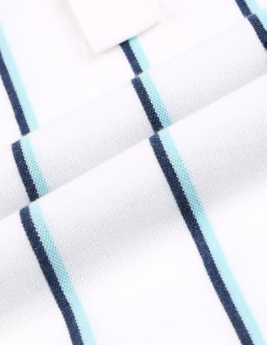 Image of U.S. Polo Assn. Kids Boy's White Striped Polo Collar Half Sleeve Casual Cotton Regular Fit T-Shirt