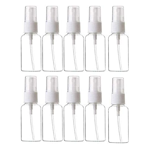 10PCS Spray Bottle Portable Refillable Liquid Dispensers Empty Plastic Transparent Makeup Travel Container Atomiser (30ml) Cover