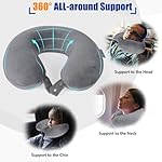 SAIREIDER Travel Pillows for Sleeping Airplane 100% Pure Memory Foam Neck Pillow for Airplanes Washable Cover(Grey) - Image 4