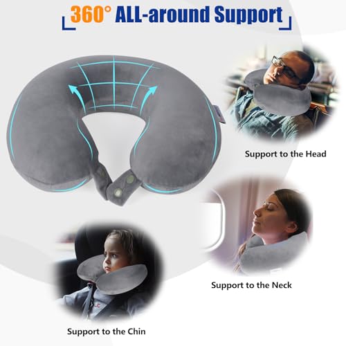 SAIREIDER Airplane Pillow 100% Memory Foam Neck Pillow for Airplanes Flight Rest Best Adjustable Travel Neck Support Pillows-Prevent The Heads from Falling Forward (Grey) by SAIREIDER - Image 3