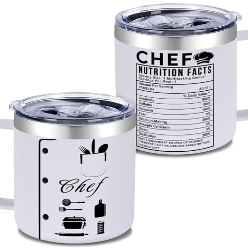 FROOBLEQUIRK 14 oz Stainless Steel Insulated Chef Tumbler - Nutrition Fact Cup for Appreciation, Christmas, Birthday Gift for Men & Women