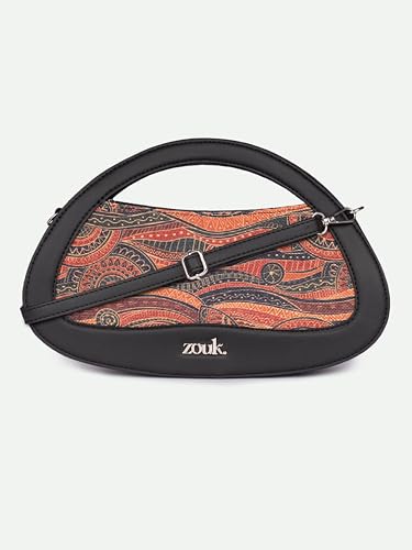 Image of ZOUK Nadia Sling Bag for Women - Stylish Crossbody with Cutout Top Handle | Handcrafted Shoulder Bag with Multiple Pockets & Water-Resistant Lining | Formal & Casual Use |