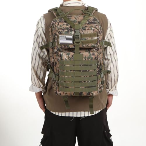50L Sturdy Nylon Waterproof Fishing Hunting Backpack Outdoor Military Rucksacks Tactical Sports Camping Hiking (Camouflage green) - Image 3