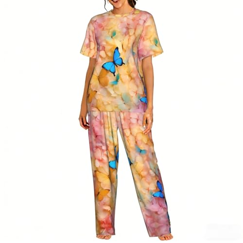 Ensemble de pyjama doux imprimé papillon nuit détente