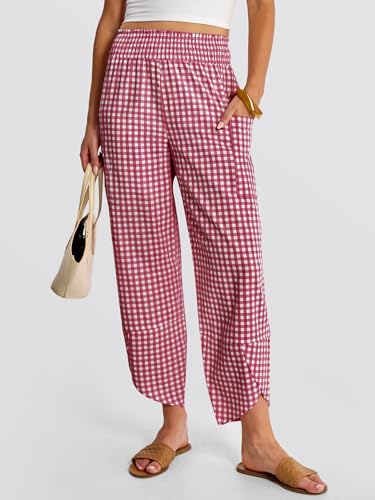 Image of ANRABESS Womens Wide Leg Palazzo Capri Pants 2026 Summer Casual High Waisted Barrel Lounge Flowy Cropped Beach Work Trousers