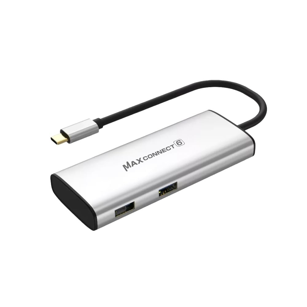 TEC MaxConnect 6-in-1 USB-C Hub with 4K60Hz HDMI, 100W PD, USB-A & USB-C 3.2 Gen2, 10Gbps Data Transfer, Compatible with MacBook Pro, iPad Pro,