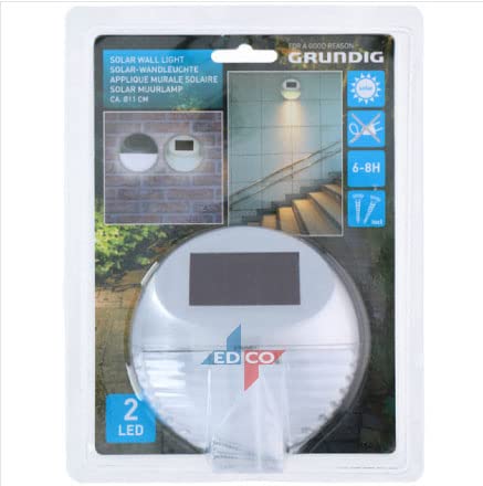 Iluminación Exterior Solar Grundig Aplique LED solar exterior / interior 2xled Foco led con sensor crepuscular Jardín Garaje Caminos Puertas Aplique...