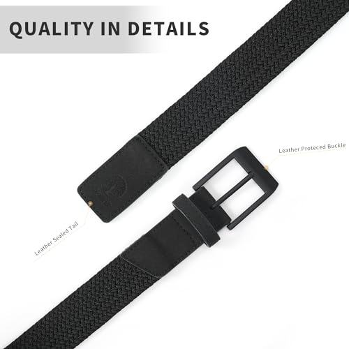 Mile High Life Braided Stretch Golf Belt Pin Oval Solid Color Buckle Leather Loop End Tip Belt For Men/Women/Junior4