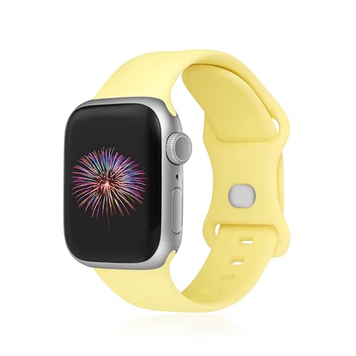 Image of Sport Bands Compatible with Apple Watch Band 38mm /40mm /41mm /42mm /44mm /45mm /49mm Women Men,Soft Silicone Strap Compatible with iWatch Ultra2 /Ultra Series10 /9 /8 /7 /6 /5 /4 /3 /2 /1 /SE Ginger Yellow