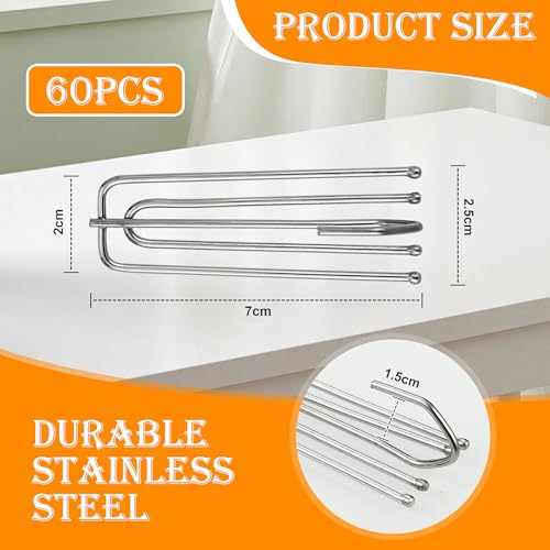 60 Stück Gardinenhaken Metall,mit 4 Zinken Pinch Vorhang Haken Edelstahl,für IKEA Vorhang Haken,Gardinenhaken Edelstahl,Faltenhaken für Gardinen für Gardinen und Vorhangringe Schienen