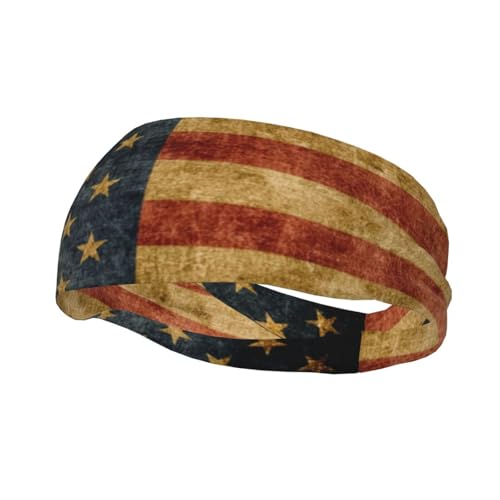 Vintage American Flag Sport Headband Moisture Wicking Workout Headbands Sweatband Headbands for Running Cycling Football Yoga Hairband for Men Women