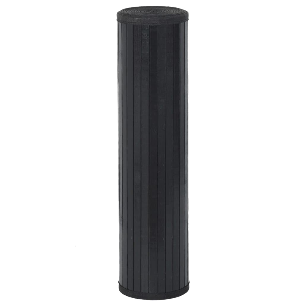 Bambusteppich Schwarz 60x200 cm - Moderner Küchenläufer rutschfest & Robust - Pflegeleichte Bambusmatte Rechteckig für Wohnzimmer, Flur und Essbereich