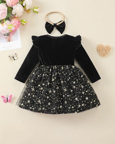 Kucnuzki Baby Girl Clothes Fall Holiday Party Velvet Tulle Dress Winter Cute Long Sleeve Toddler Girls Birthday Dresses3