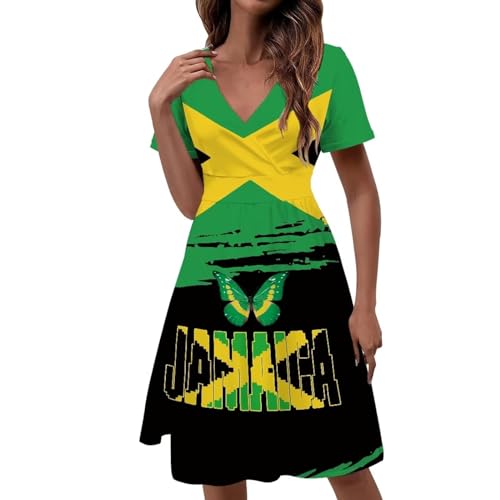 Image of Women's Summer Formal Dresses Short Sleeve Wrap V Neck Dresses Bridesmaid Wedding Guest Dress with Pockets