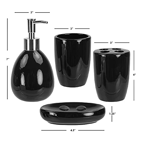 Home Basics BA41264 4-Piece Ceramic Bathroom Set (Black), By Home Basics | Contemporary Design Bathroom Accessory Sets | Accessories For Bathroom | Includes Soap Dish thumb #6