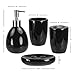 Home Basics 4-Piece Bathroom Accessory Set, Includes Soap/Lotion Dispenser, Toothbrush and Toothpaste Holder, Soap Dish, and Tumbler, Black