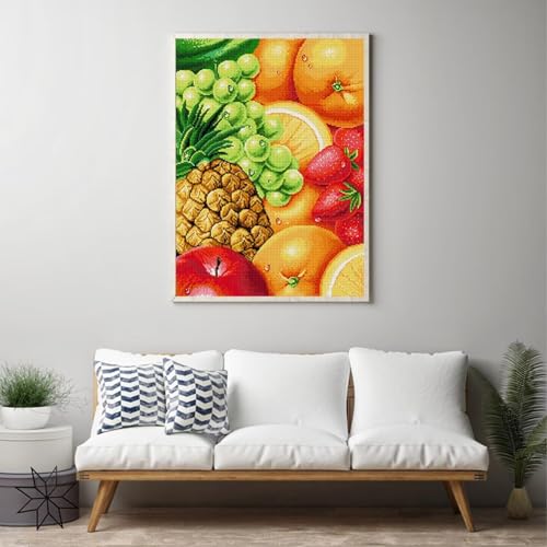 Image of ITSTITCH Stamped Cross Stitch Kits- Full Set of Embroidery for Beginners or Adults,14 CT 2 Strands DIY Fruit 7 Patterns Counted Arts Craft 15.4x20.1 inch