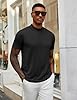 COOFANDY Mens T-Shirt Short Sleeve Turtle Neck Tops Knitted T Shirt Half Collar Slim Fit Undershirt Summer Casual Solid Tee Black XL #2