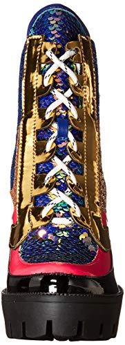 Cape Robbin Nell Gold Glitter Platform Chelsea Ankle Boots With Chunky Block Heels For Women Featuring A Sequined Tongue And Heel - Mermaid Size 9 #TOP1