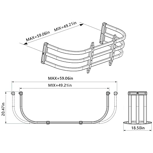 Universal Truck Bed Extender For Full-Size Pickup Trucks，Retractable Tailgate Extension Compatible With Width 4.1'-5.5' Bed，Tacoma / Ranger / Hilux (4.1-4.9 Ft) #TOP3