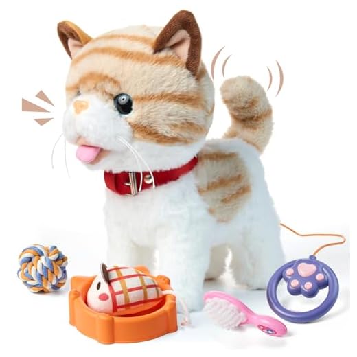 OR OR TU Juguetes Gatito para Niños Gato Peluche Mascotas Electrónicas Gatito, Camina sobre un Plomo Repet Lo Que Dices, Juguetes Realistas Interactivos Gato para Niños 3 4 5 6 7+ Años Regalo