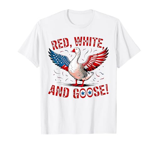 Red White and Goose USA Patriotic American Flag 4th of July T-Shirt