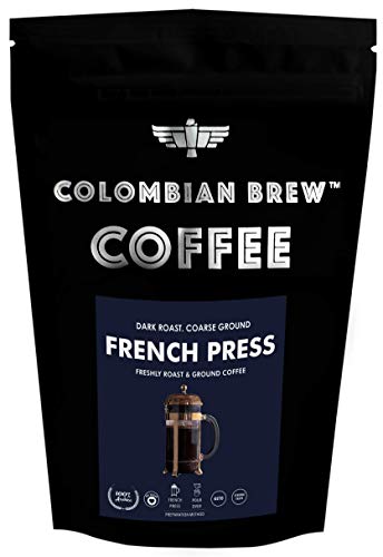 Colombian Brew Arabica French Press Coffee Powder, Dark Roast Strong, 250g (Make Hot or Cold Brew)