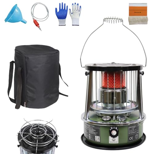 9000 BTU estufa de parafina Tanque de 4,6L estufas parafina Calefacción de emergencia sin electricidad Calentador para camping, garaje, hogar y emergencias.,militarygreen-height-increasing