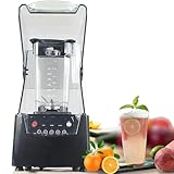 Mixeur Smoothie Maker - sur socle commercial avec enceinte acoustique, capacité de 2 L, lame 17 000 tr/min, broyeur à glace et couvercle Machine cuisson silencieuse paroi cassée pour smoothie, fruits