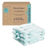 Tommee Tippee Twist & Click Nappy Bin Refills, Pack of 12, each 10.5 metres, Multilayer, Antibacterial* Film, Designed to Slot into Your Existing Twist & Click Nappy Bin Cassette (12 X 10.5m)