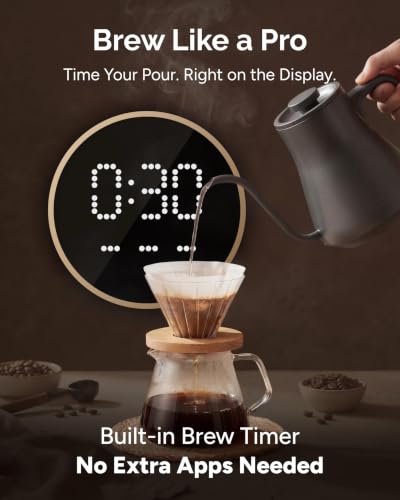 Image of INTASTING Electric Kettle, Gooseneck Electric Kettle, ±1℉ Temperature Control, BPA-Free Stainless Steel Inner, Quick Heating, for Pour Over Coffee, Brew Tea, Boil Hot Water, 1500W /0.9L Dark Grey