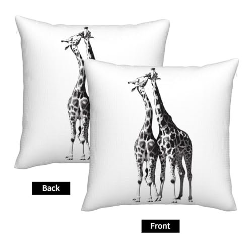 Housses de coussin girafe aspect lin texturé avec zip invisible